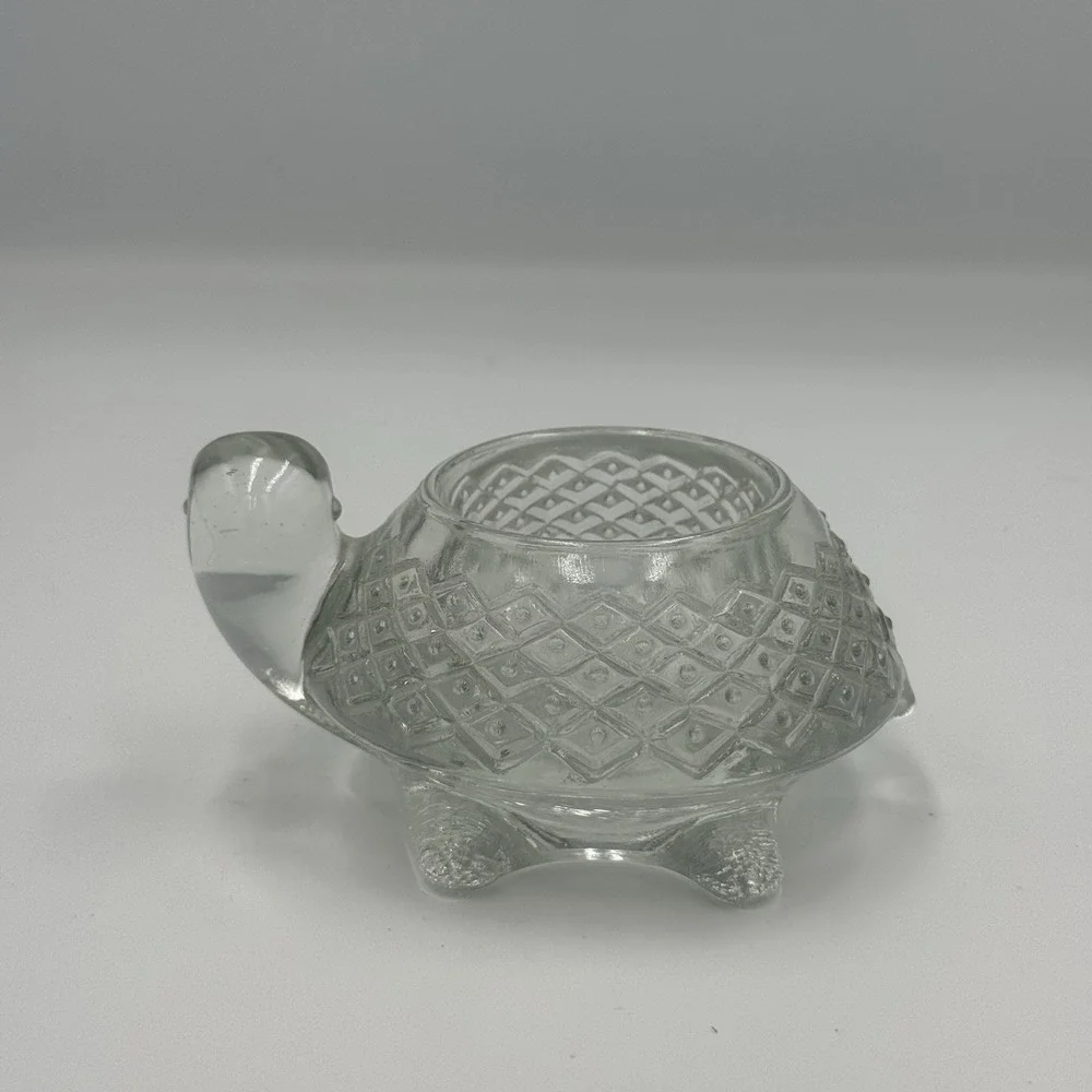 Vintage Avon Turtle‎ Glass Candle Holder Trinket Dish Cutesy Fairycore Decor